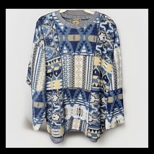 VTG 90s Coogi Y2K EXPRESS TRICOT Handknitted sweater One Size M L XL XXL Blue T1